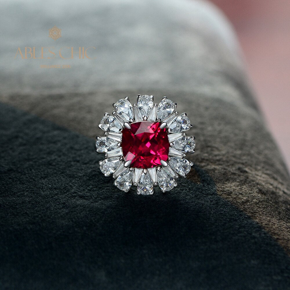 Ruby Flower Ring R1237