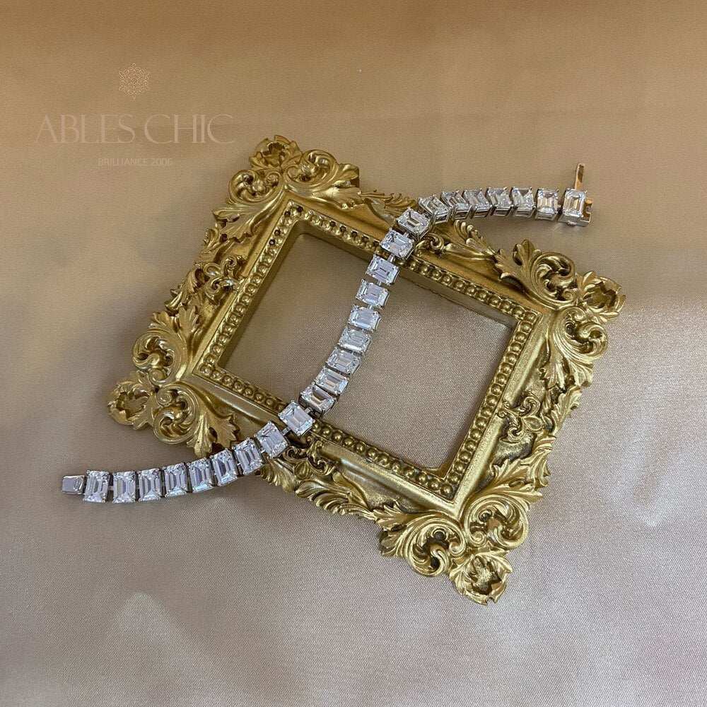 Emerald Cut Iced Out Brides Bracelet B0452