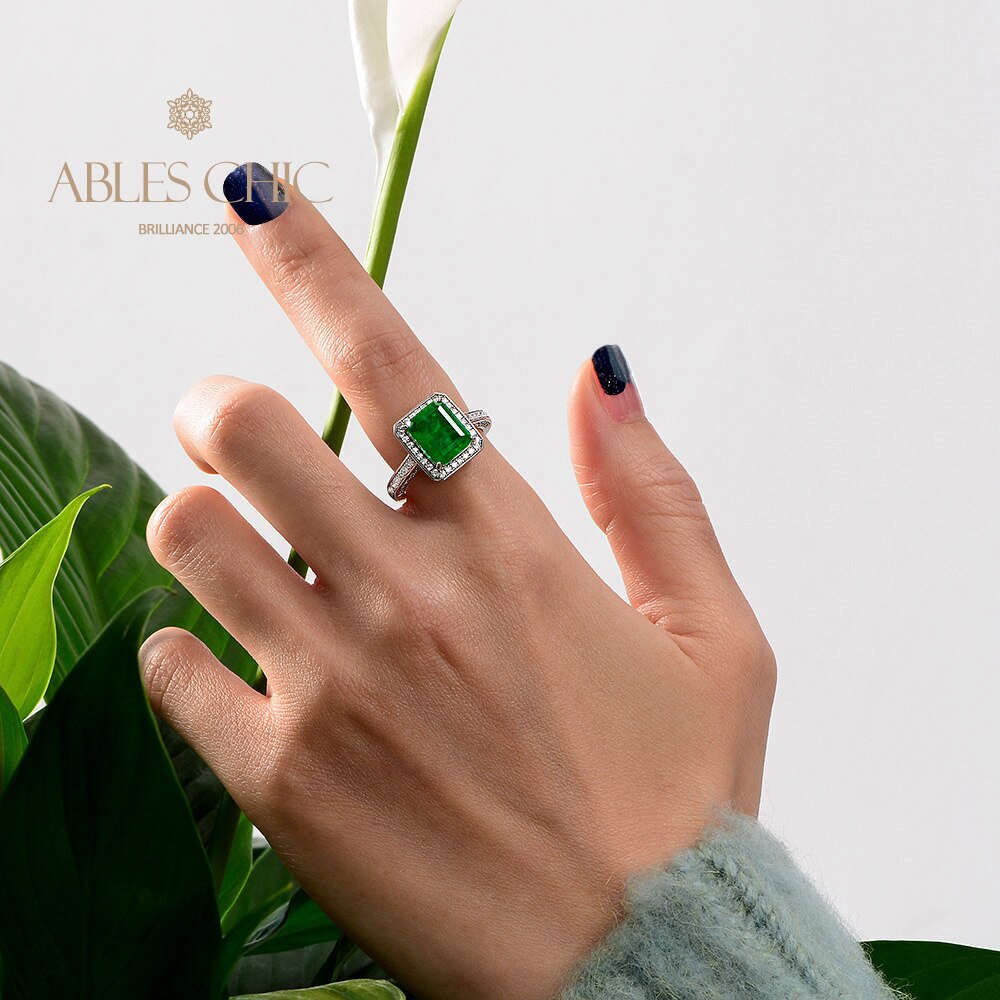 Lab Emerald Wedding Ring R0303