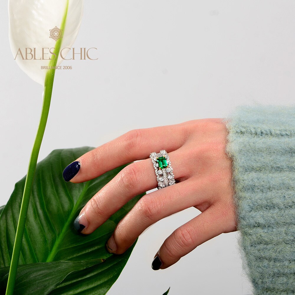 Emerald 3 Rows Cocktail Ring R1380