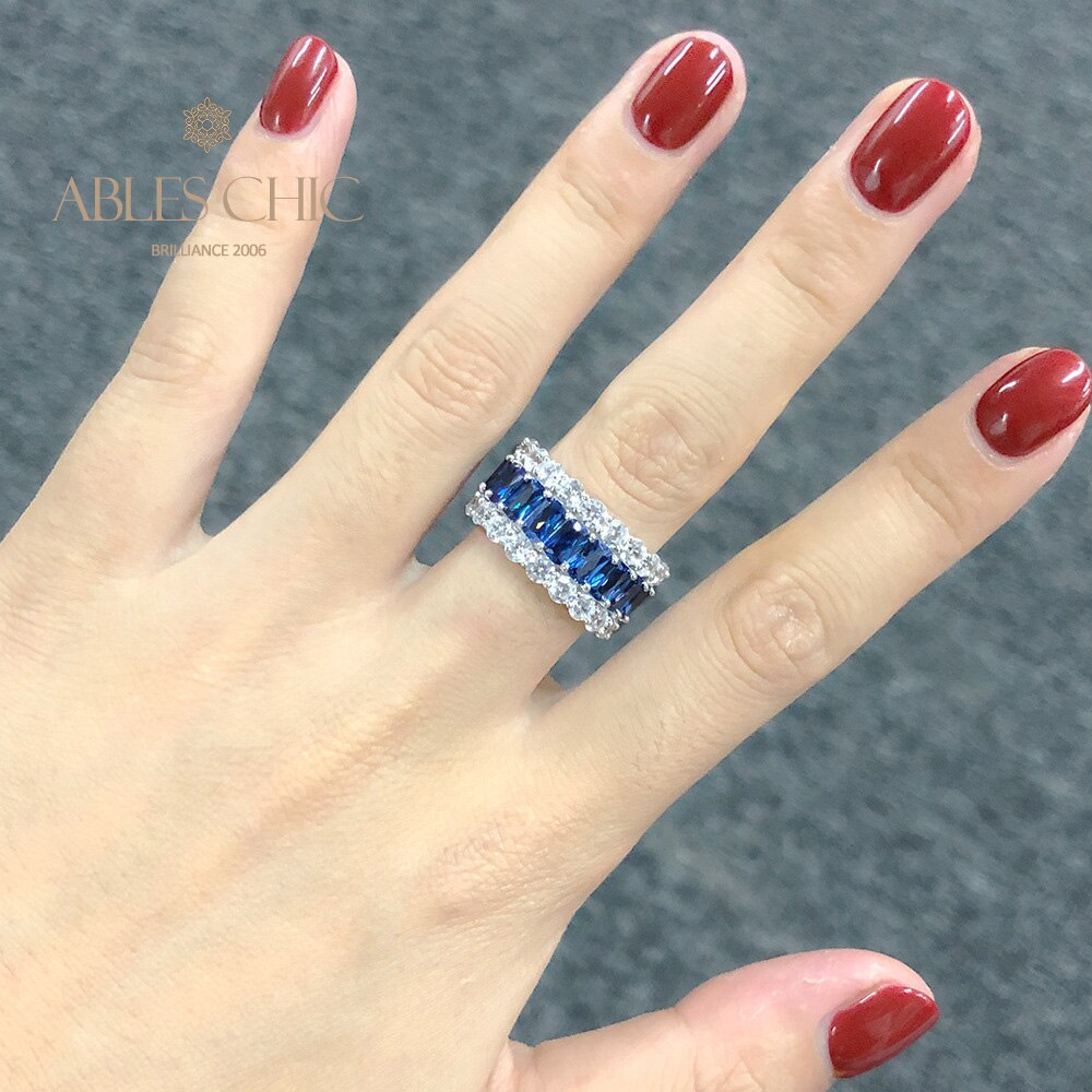 3 Rows Wide Sapphire Wedding Band R0923