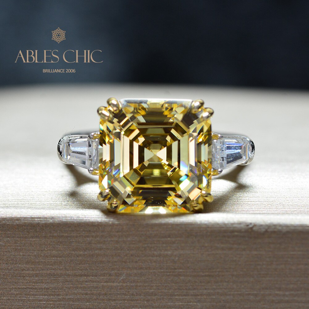 Asscher Bague de mariage citrine jaune R0864