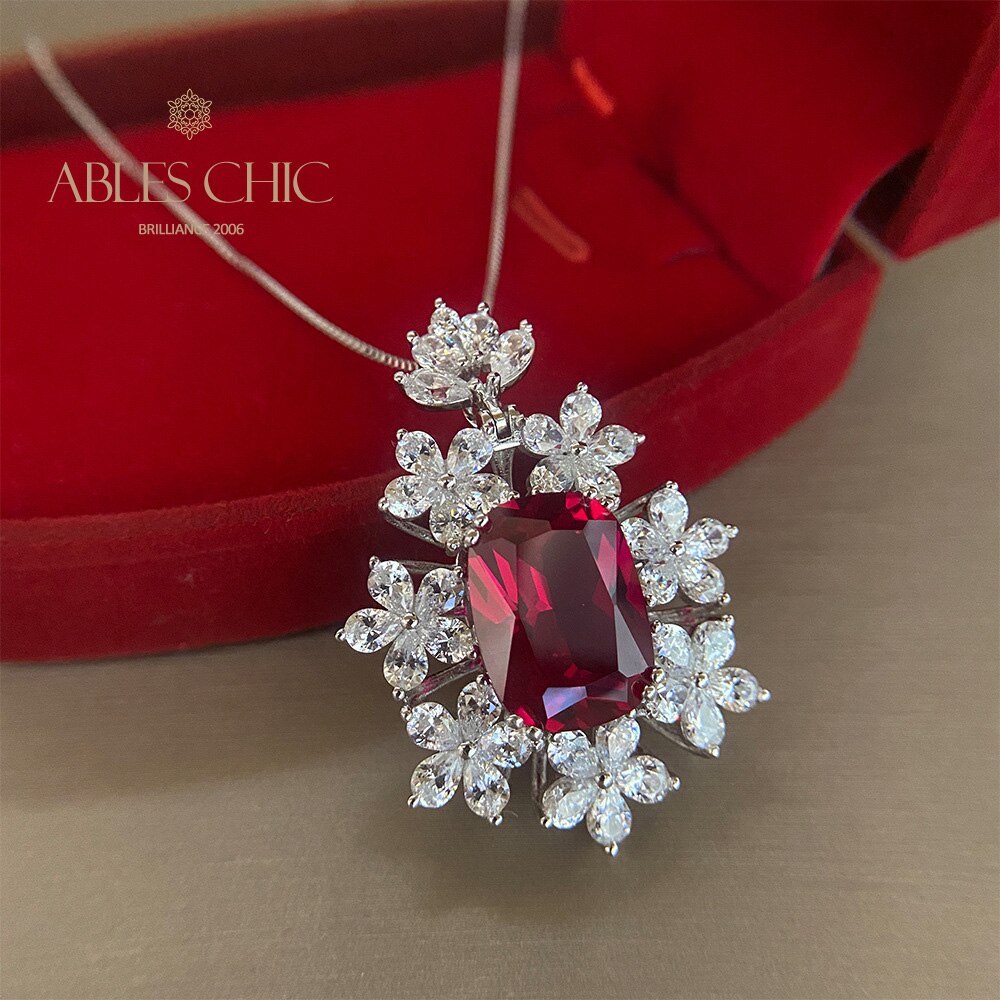 Ruby Snowflake Crown Pendant B0511