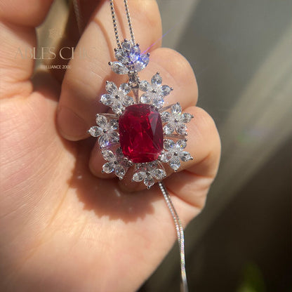 Ruby Snowflake Crown Pendant B0511