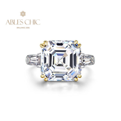 Asscher Yellow Citrine Wedding Ring R0864