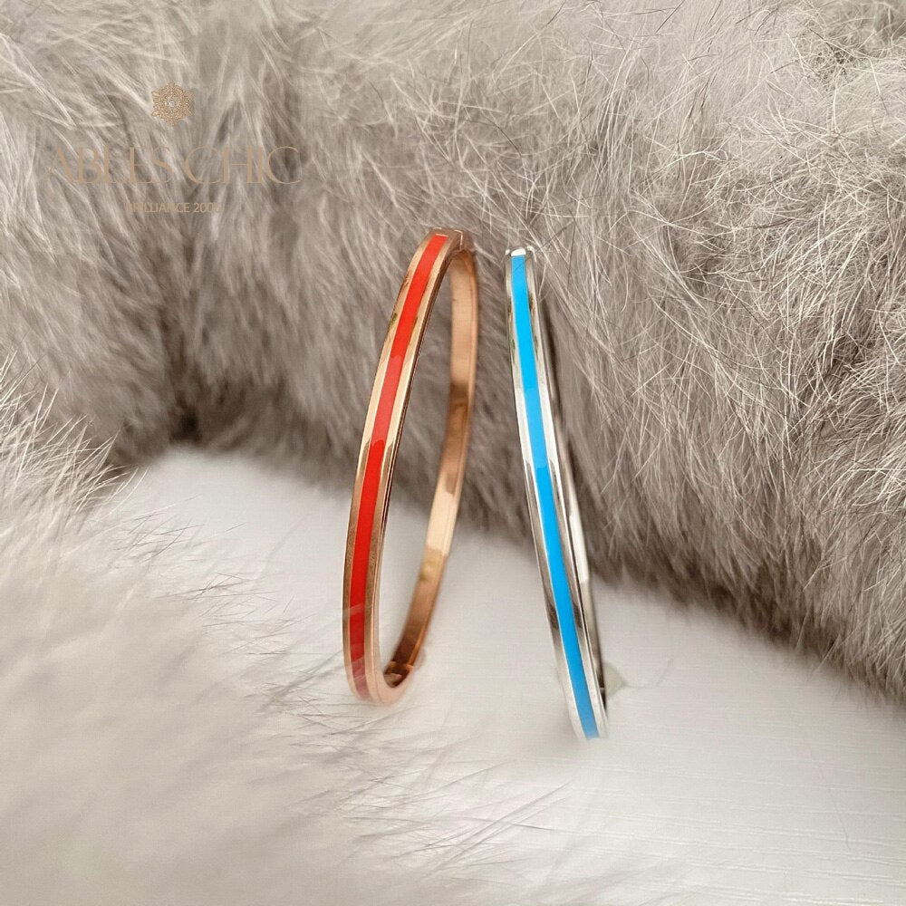 Enamel Narrow Stack Bangle B0881