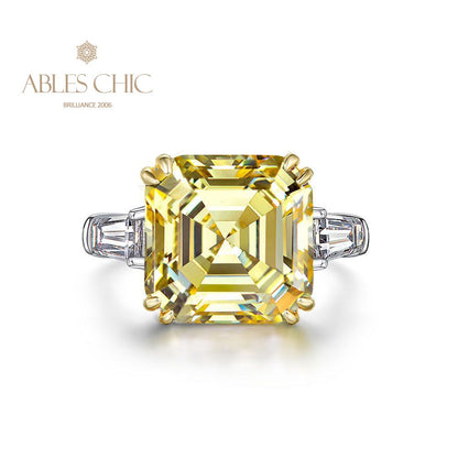 Asscher Yellow Citrine Wedding Ring R0864