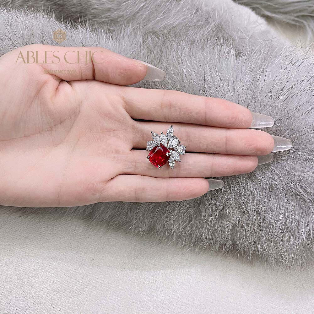 Ruby Floral Cluster Ring R1527
