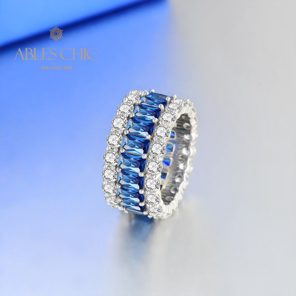 3 Rows Wide Sapphire Wedding Band R0923