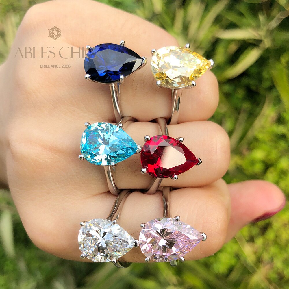 Pear Solitaire Mood Rings R0349