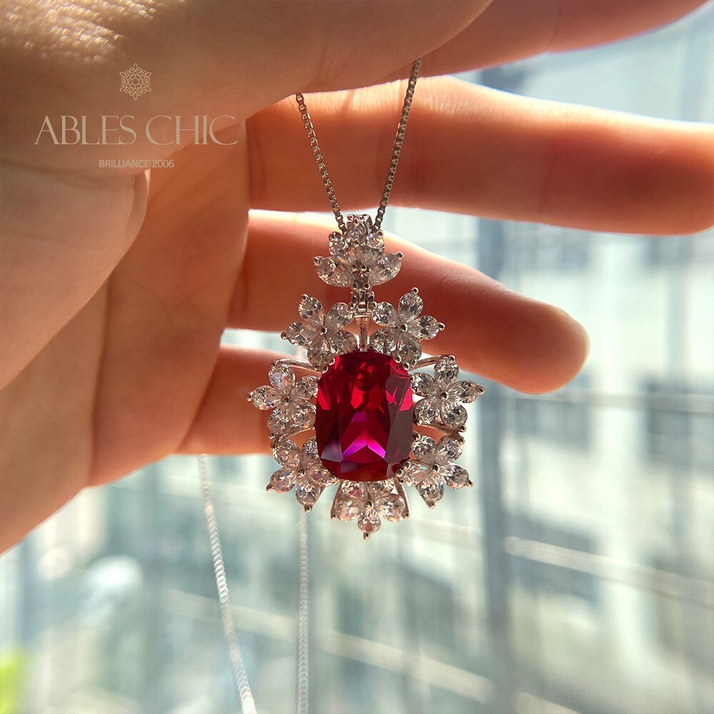Ruby Snowflake Crown Pendant B0511