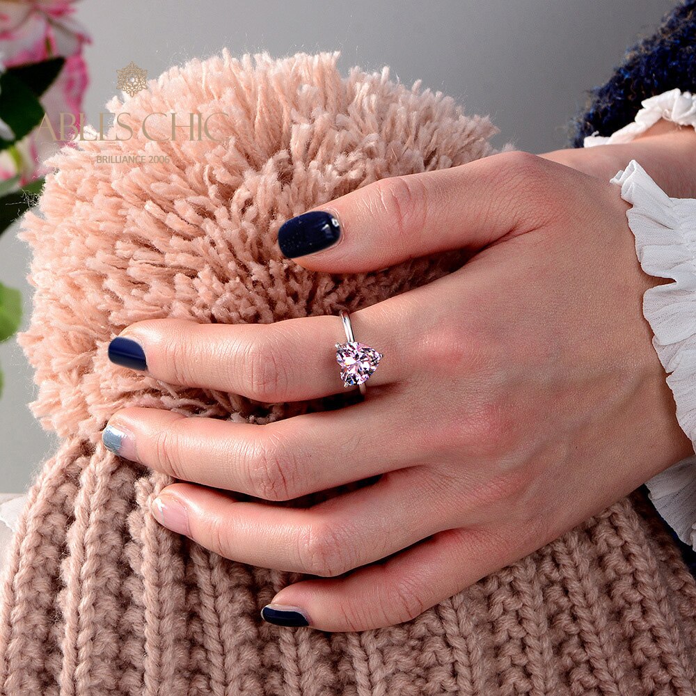 Solitaire Heart  Kunzite Bridal Ring R0308