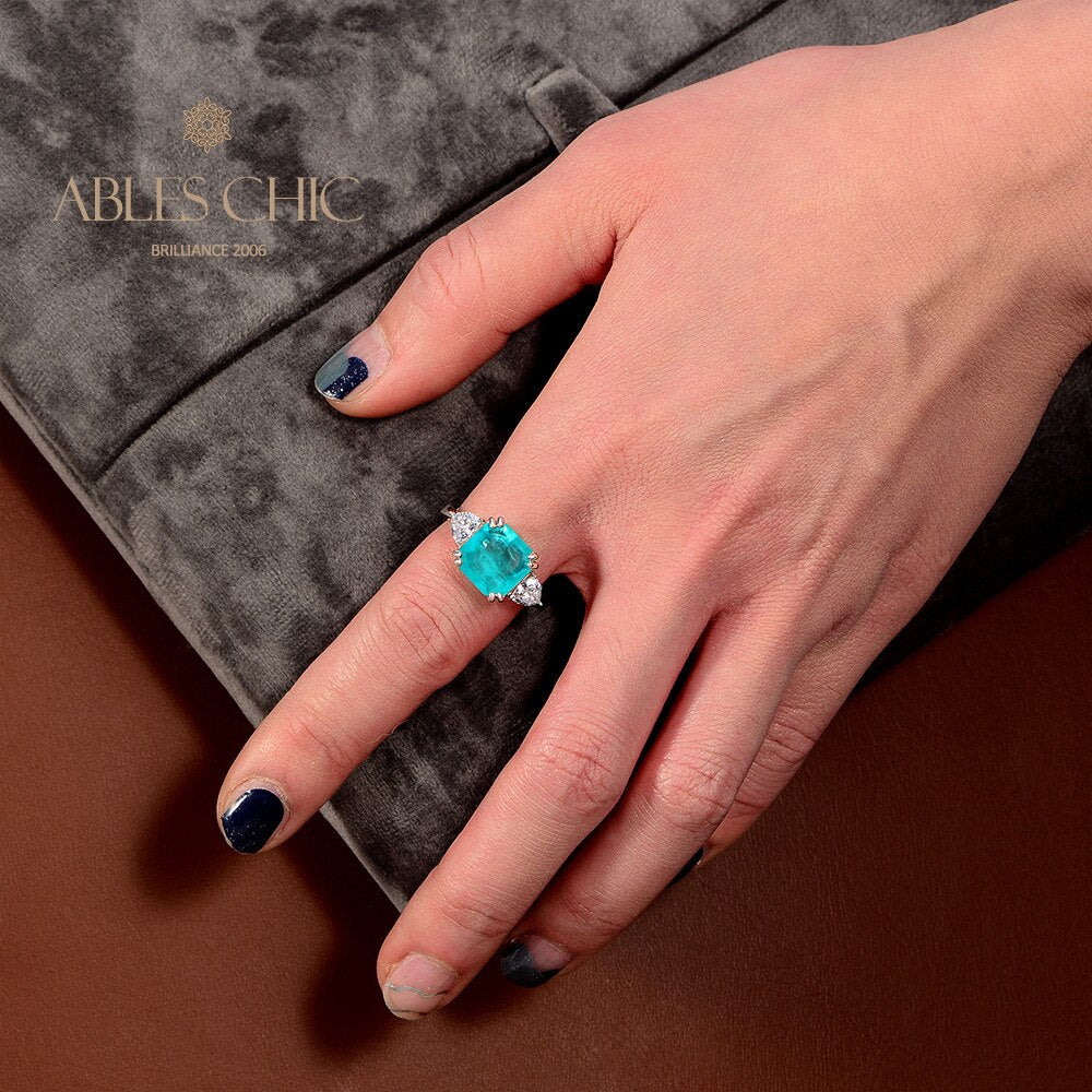 Lab Paraiba Wedding Ring R0896B