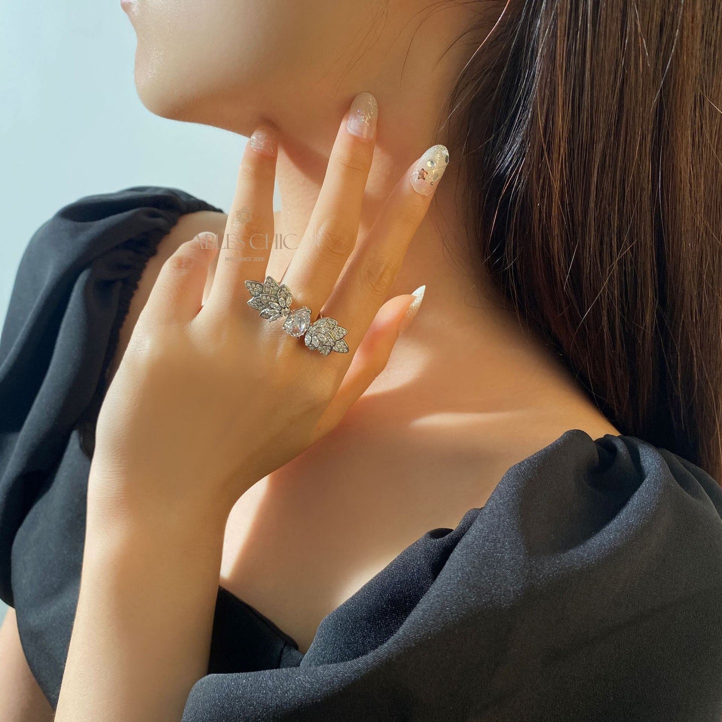 Floral Wings Feather Ring R1526