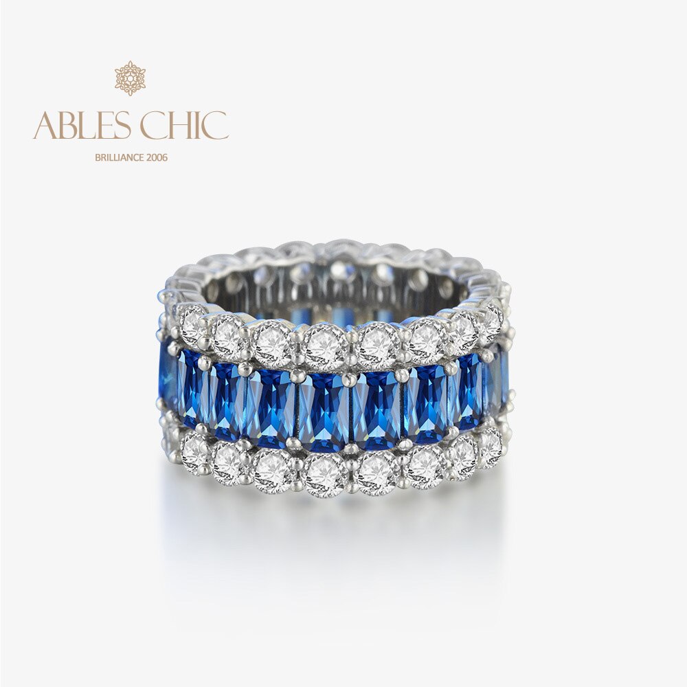 3 Rows Wide Sapphire Wedding Band R0923