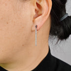 Pave Bar Moissanite Drop Earrings