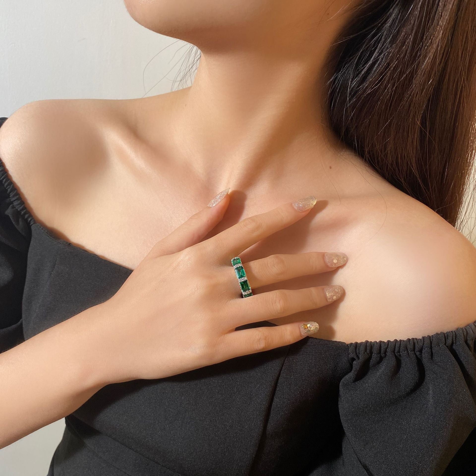 Emerald Paved Band Ring R1761