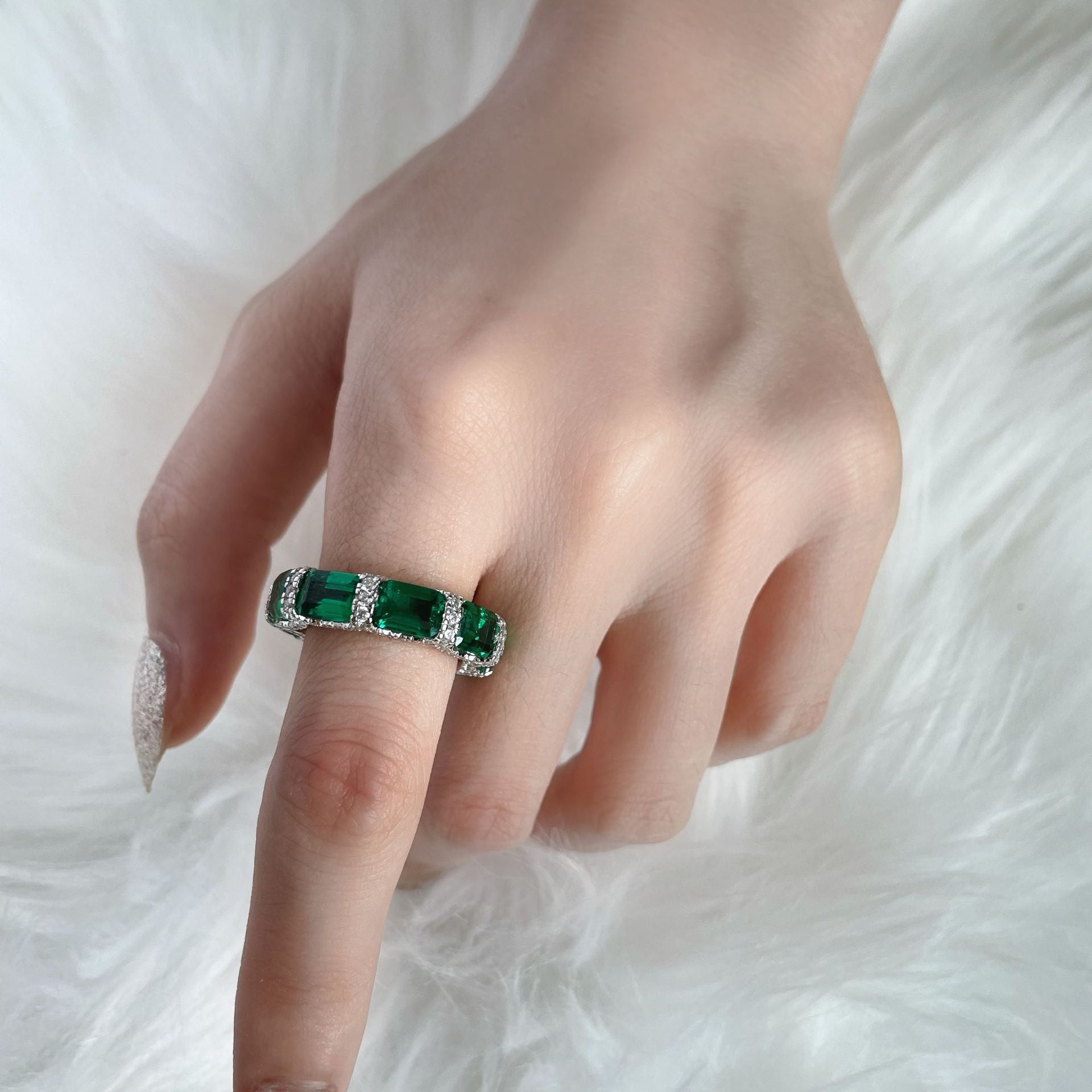 Emerald Paved Band Ring R1761