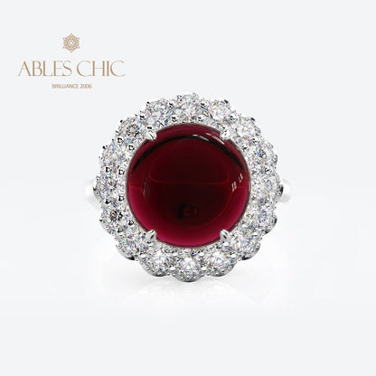 Garnet Paved Halo Ring R0321