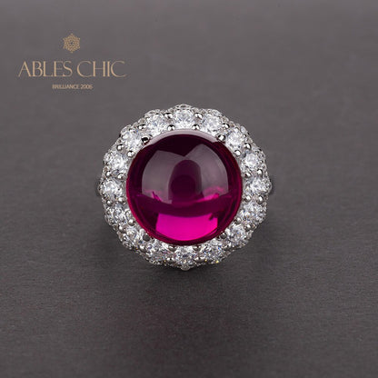 Garnet Paved Halo Ring R0321