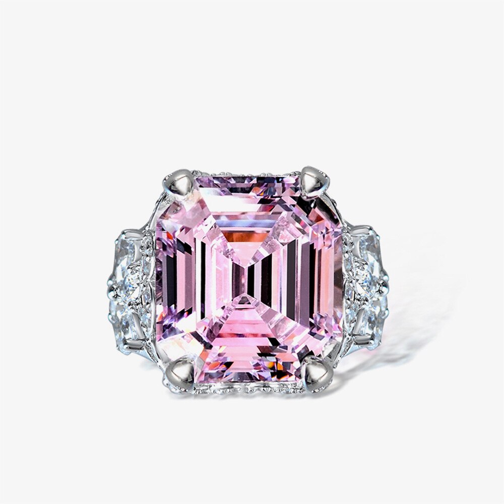 Kunzite Asscher Pink Bridal Ring R1570