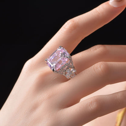 Kunzite Asscher Pink Bridal Ring R1570