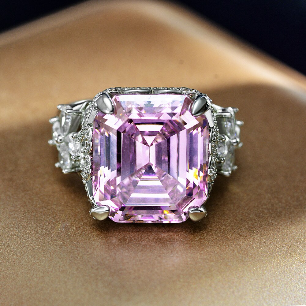 Kunzite Asscher Pink Bridal Ring R1570