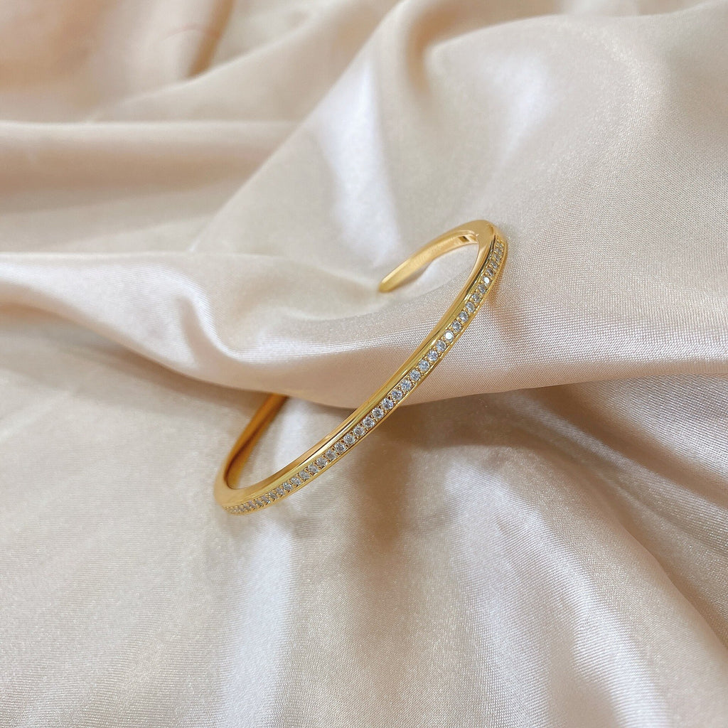 Paved Narrow Open Bangle B0880