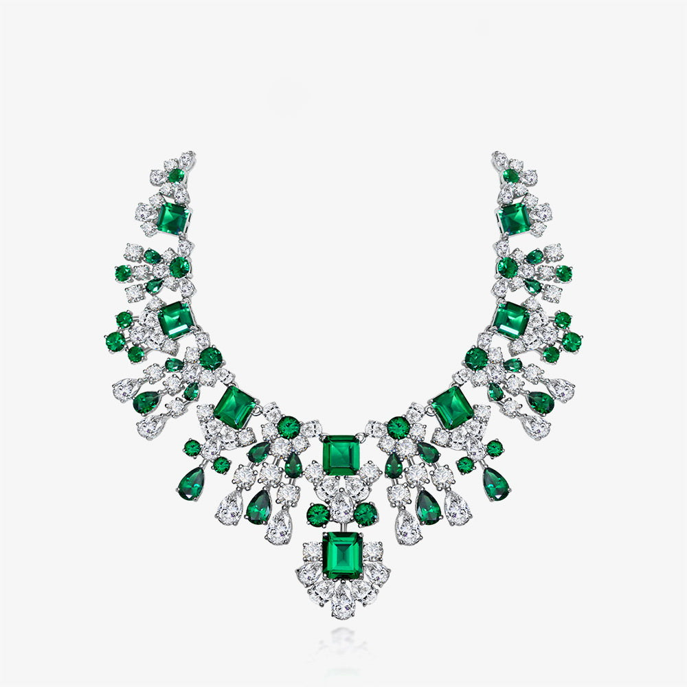 Emerald Chanderlier Brides Necklace P0633