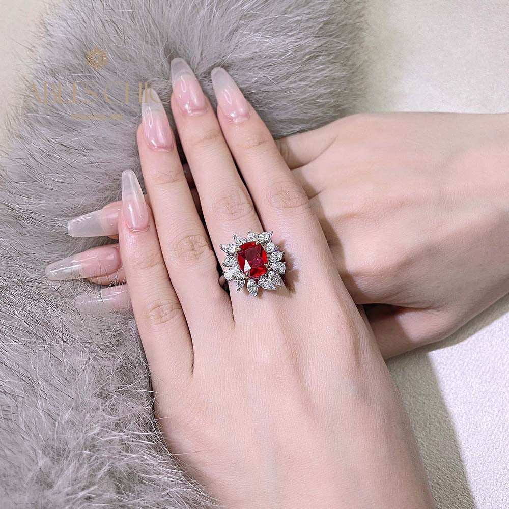 Ruby Flower Ring R1528