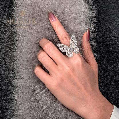Paved Butterfly Cocktail Ring R1164