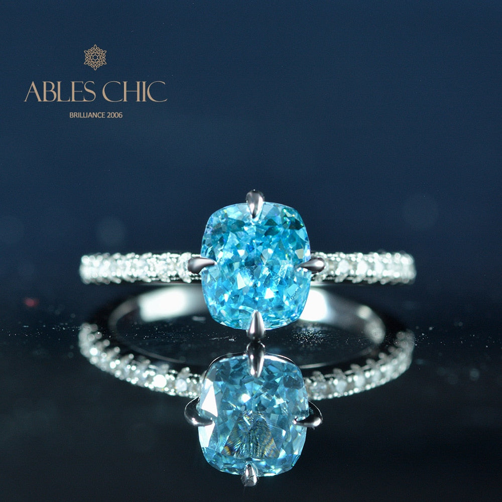 Bague de fiançailles solitaire apatite bleue R1082