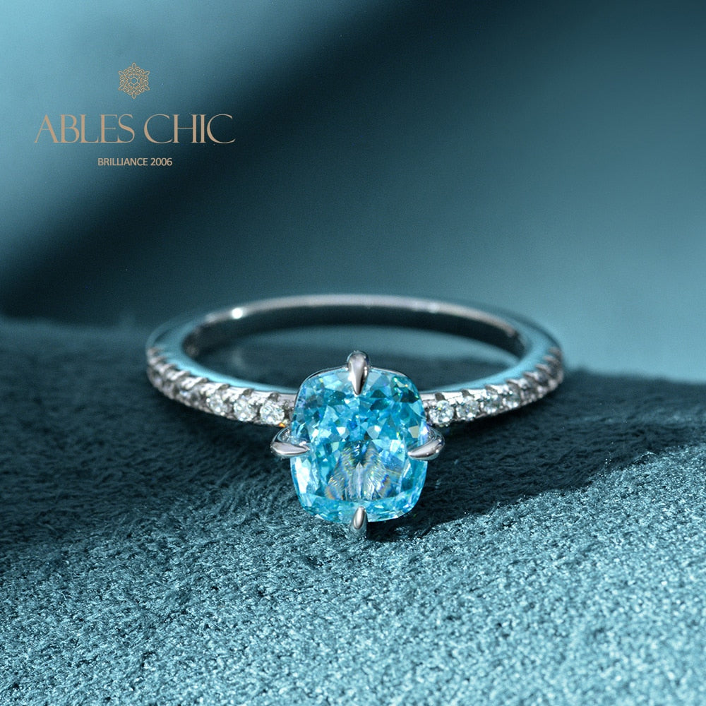 Bague de fiançailles solitaire apatite bleue R1082