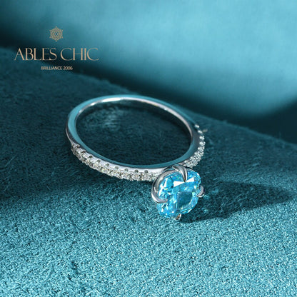 Blue Apatite Solitaire Engagement Ring R1082