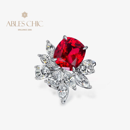 Ruby Floral Cluster Ring R1527