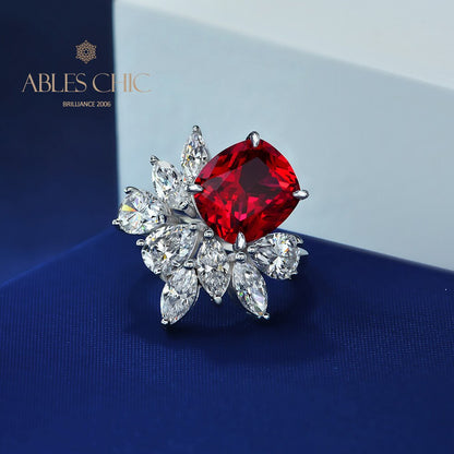 Ruby Floral Cluster Ring R1527
