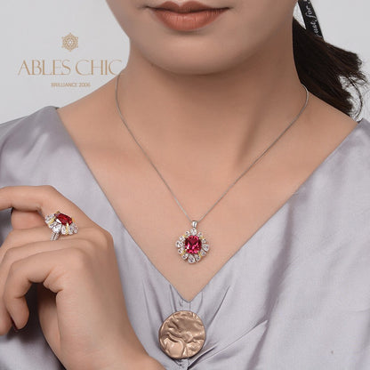 Ruby Blossom Necklace P0642