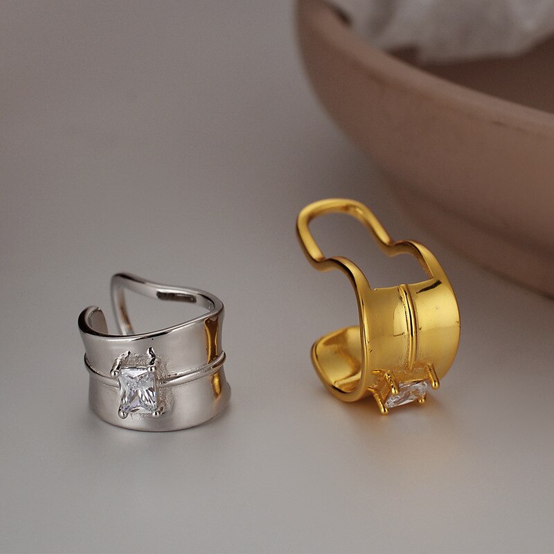 Paved Wide Clip-on Earrings E1069 1 Piece