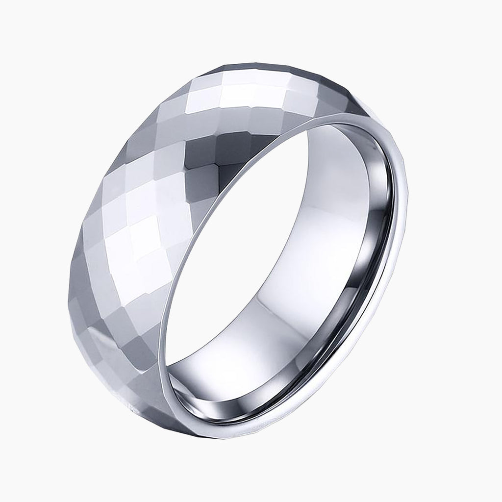 Tungsten Faceted Ring 8mm