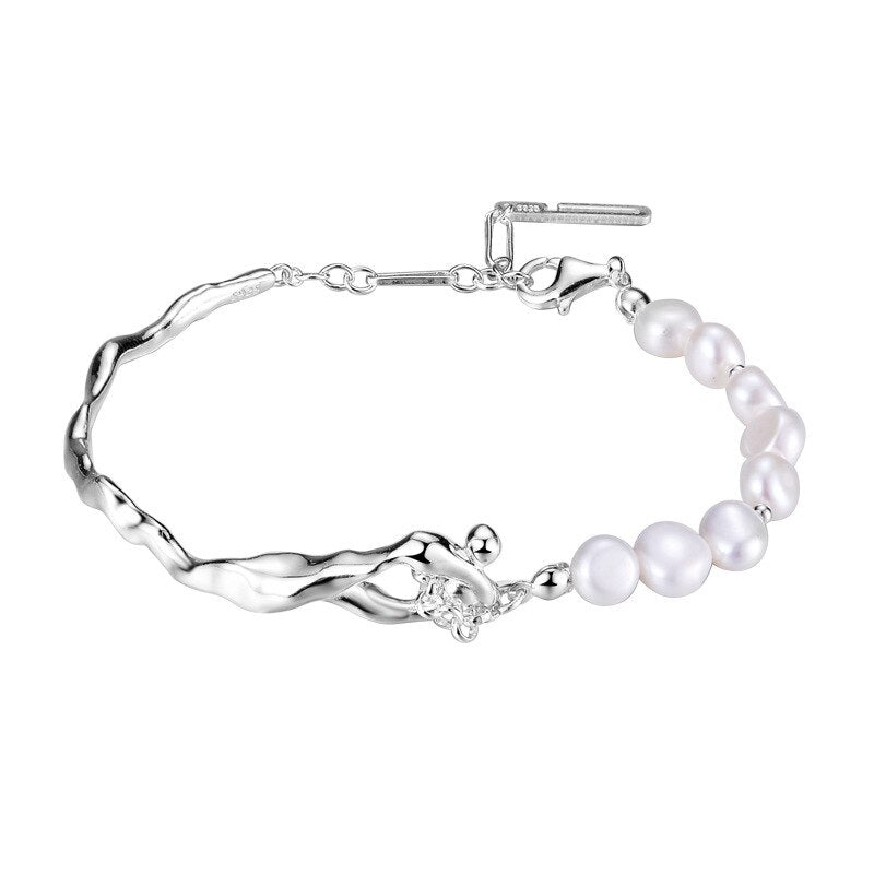 Rumpled Band Baroque Pearls Bracelet B1046