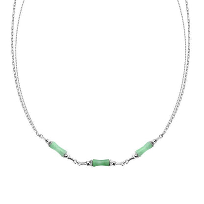 Green Jade Bamboo Knots Necklace N1046