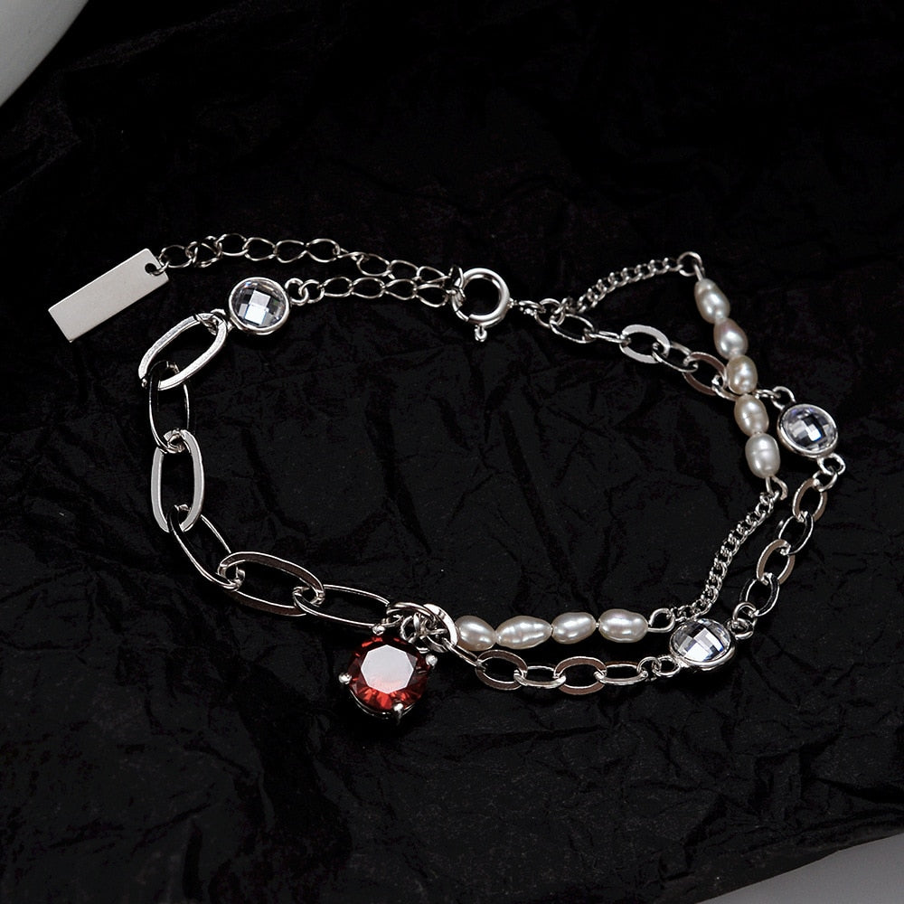Multi Chained Baroque Pearls Bracelet B1034