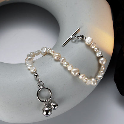 Bracelet barre en T en perles baroques B1032