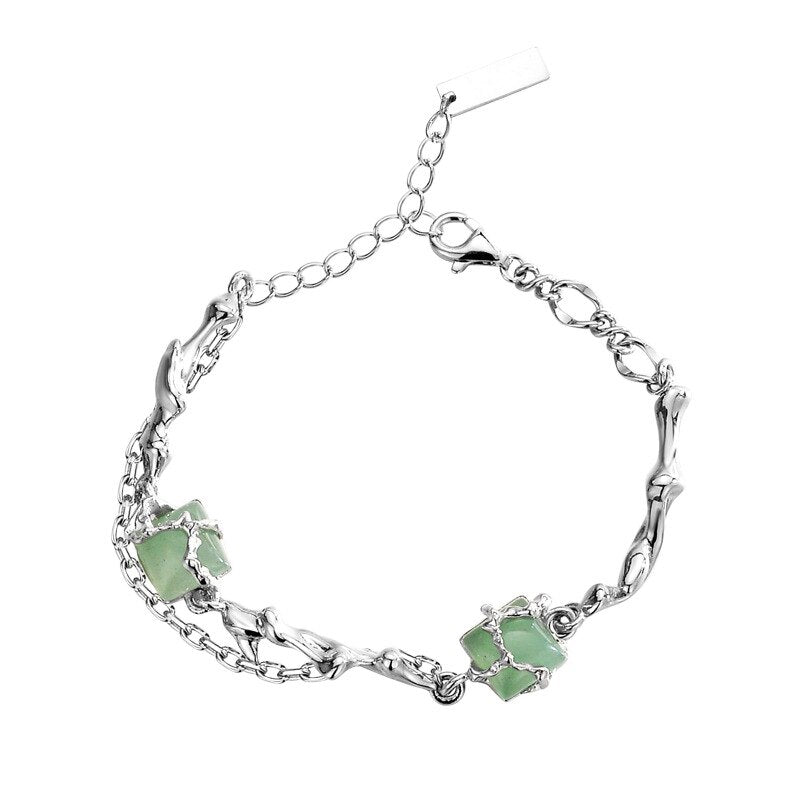 Bracelet multi-chaînes en jade enveloppé B1010