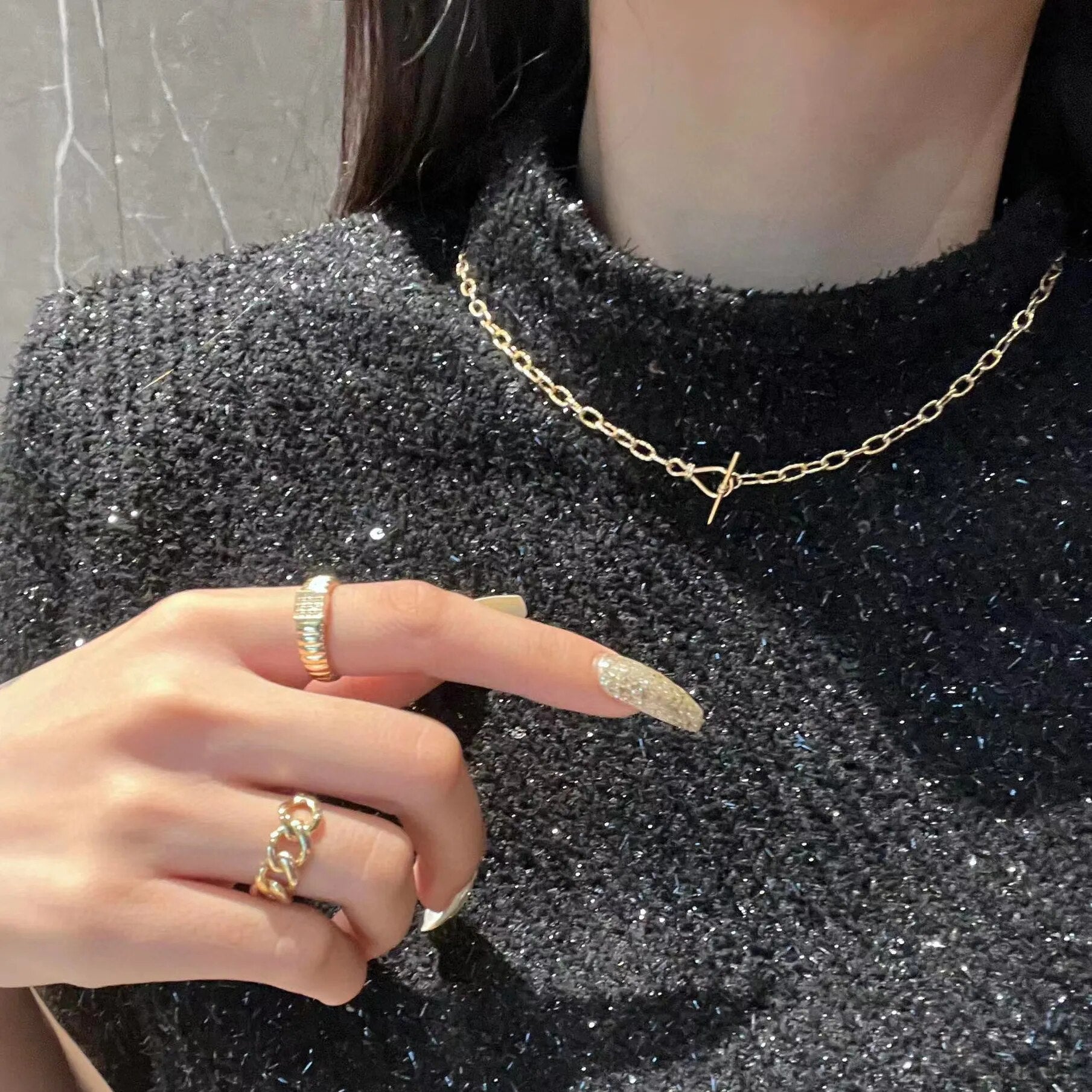 Dapped Pattern Cable Chain Necklace