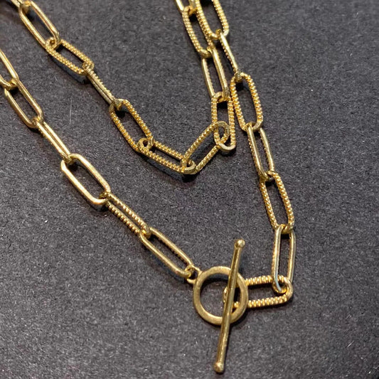 Knurled Drawn Chain T-bar Necklace