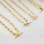 Knurled Drawn Chain T-bar Necklace