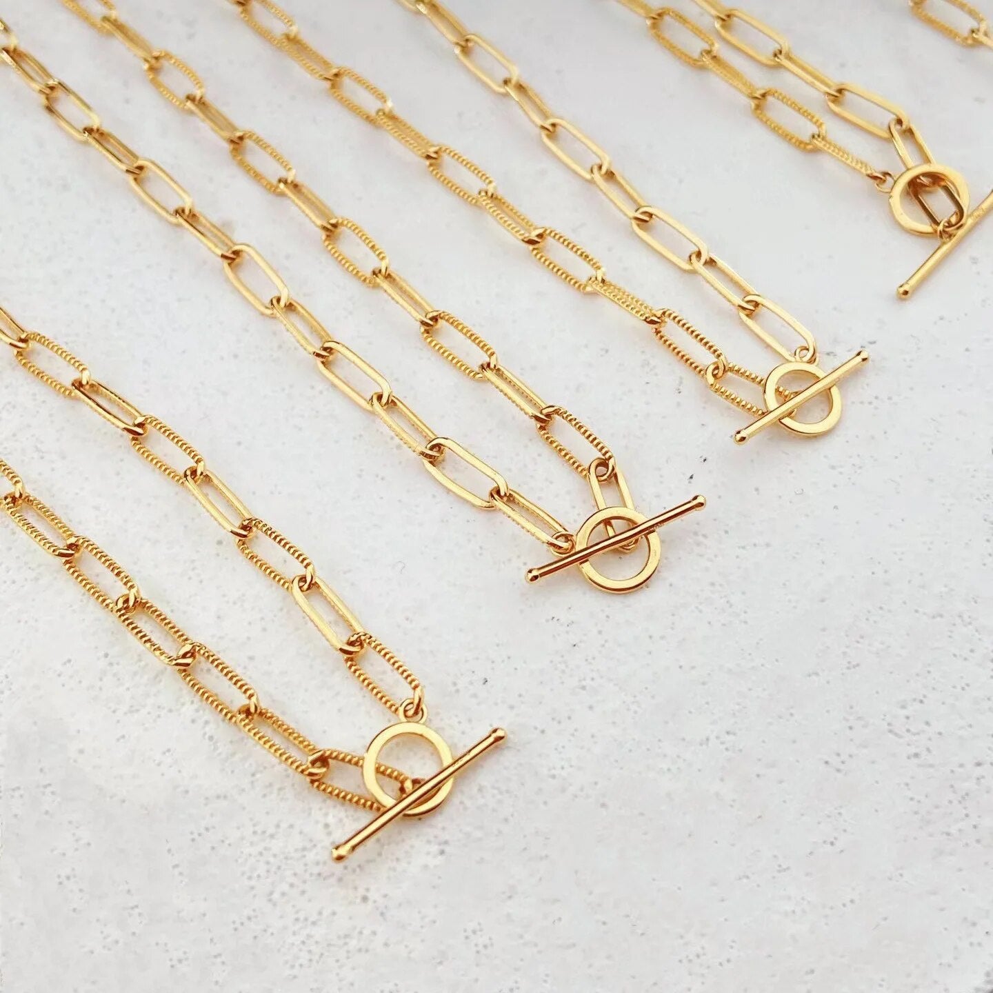 Knurled Drawn Chain T-bar Necklace