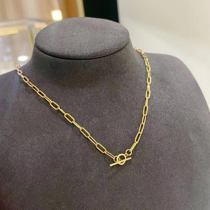 Knurled Drawn Chain T-bar Necklace