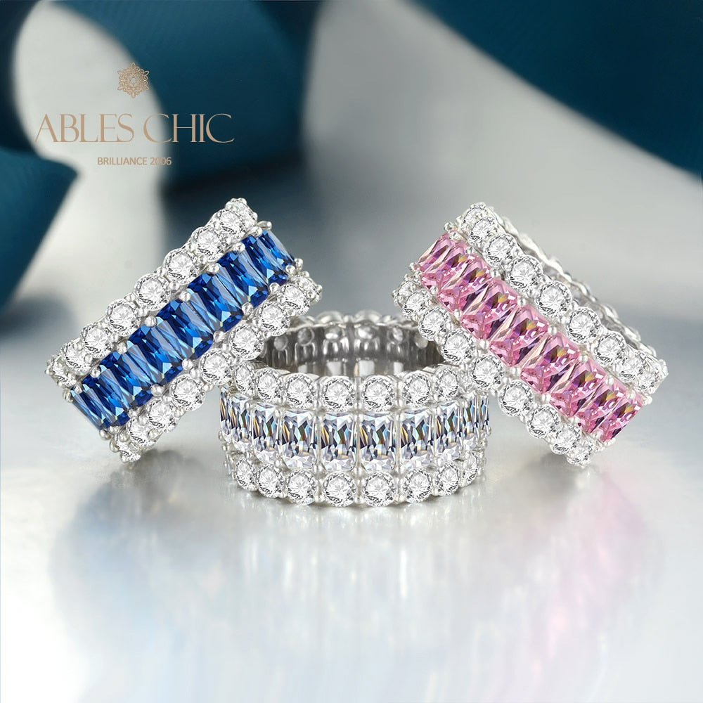 3 Rows Wide Sapphire Wedding Band R0923